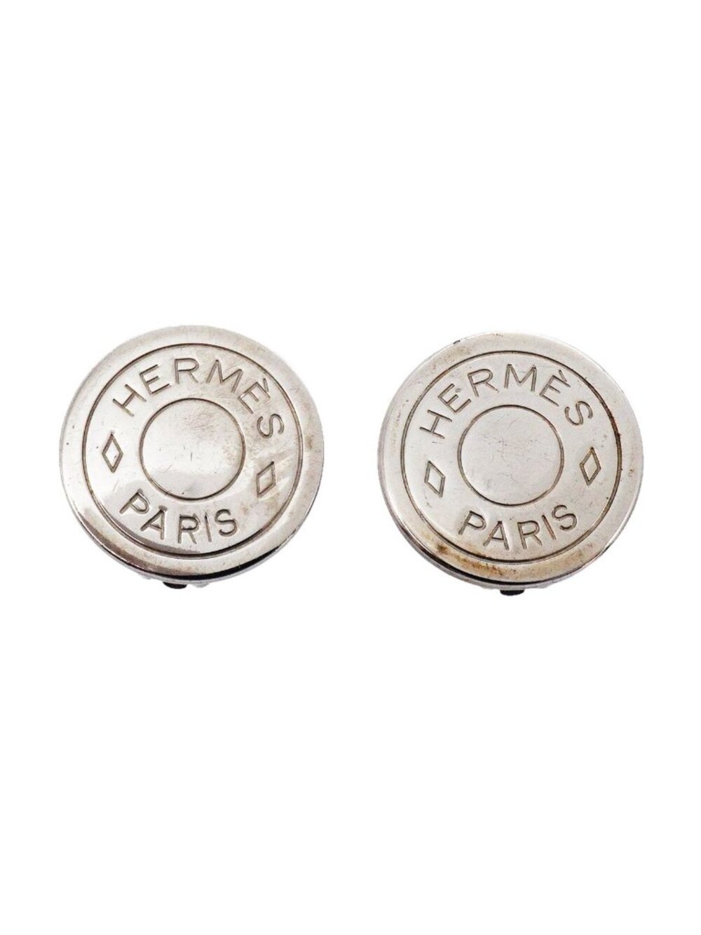 Hermes Earrings Sellier Metal Silver